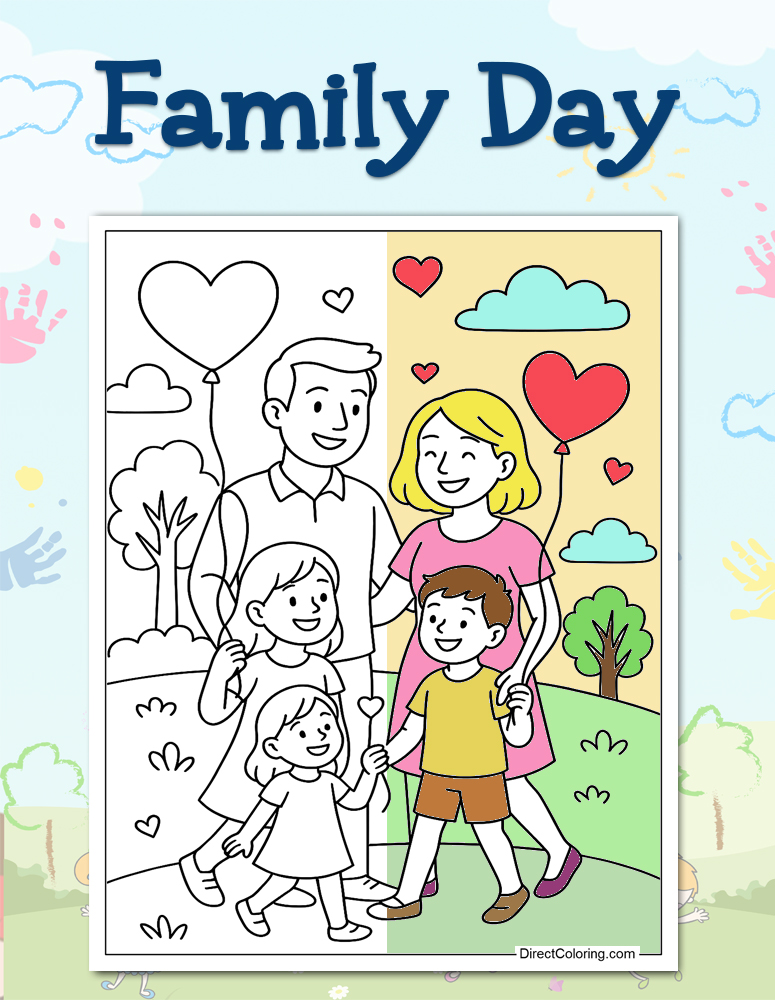 Family Day Coloring Pages